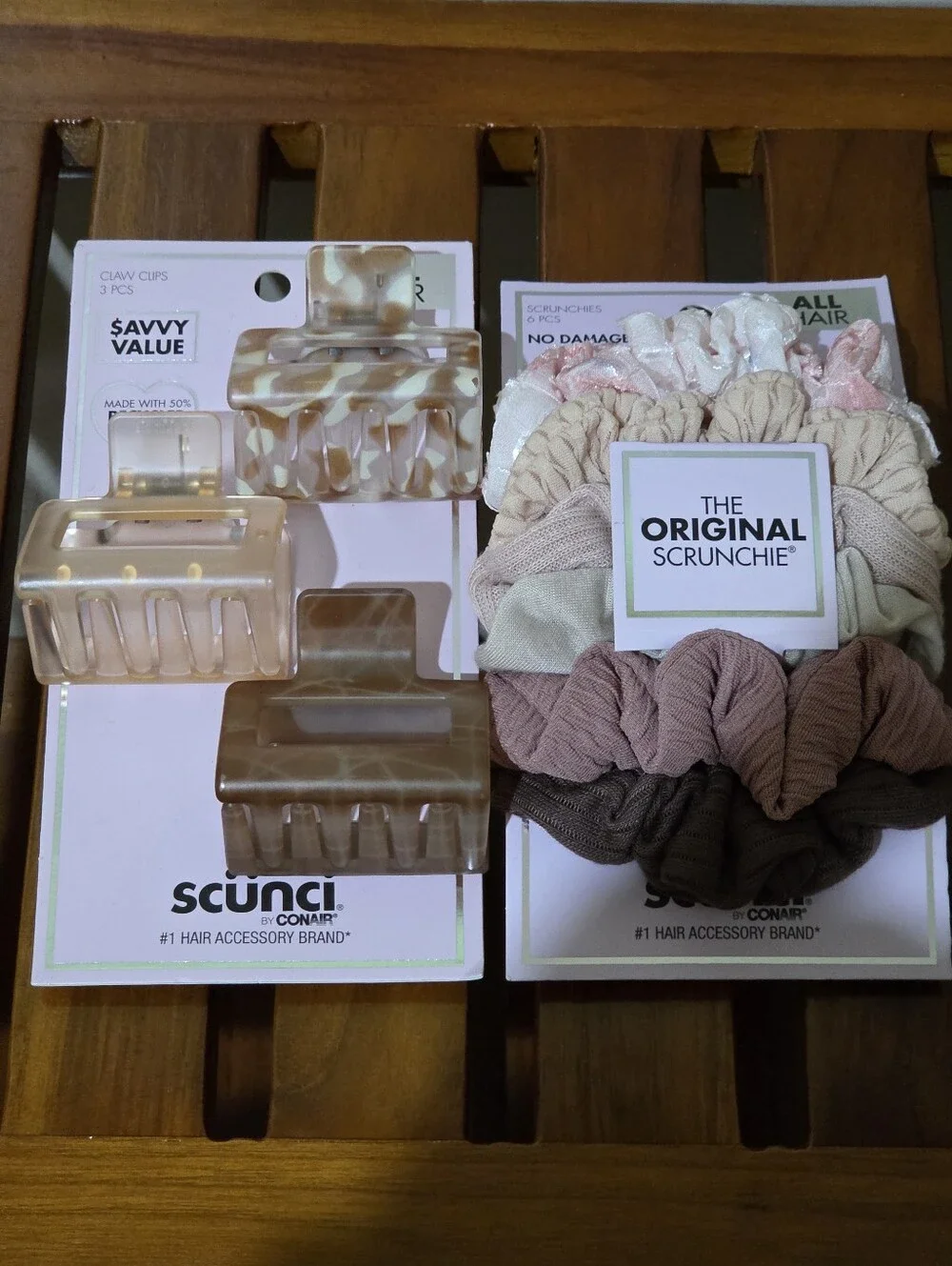 Scunci Neutral Tortoiseshell Clips & Soft Tone Scrunchie Pack NEW